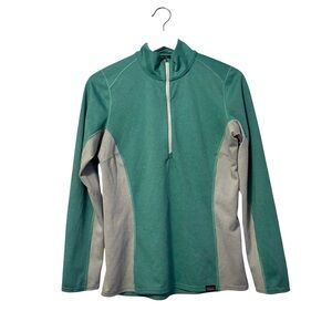 Patagonia Capilene Base layer 1/4 Zip Green & Grey Women’s  Size Medium Gorpcore